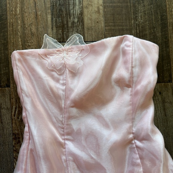 Jessica McClintock for Gunne Sax Vintage Baby Pink Maxi Trumpet Style Gown Sz 2 - Picture 3 of 12